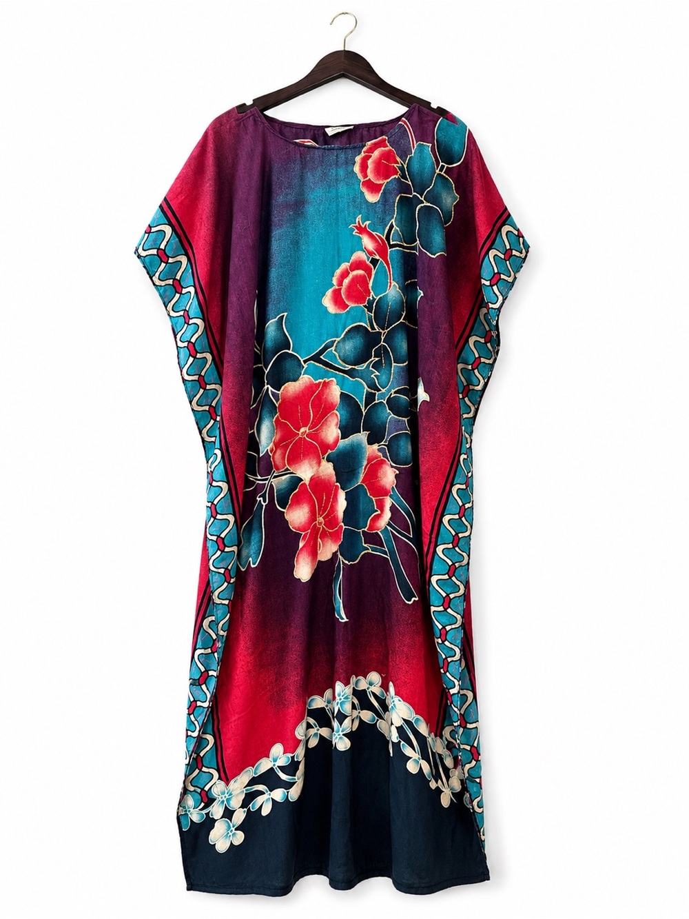 Floral  Tunic Dress in Teal & Burgundy